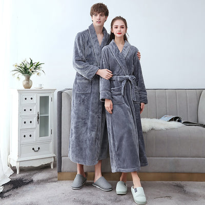 Peignoir couple gris