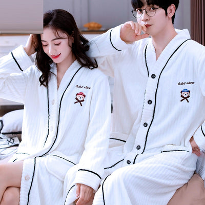 Peignoir couple brodé